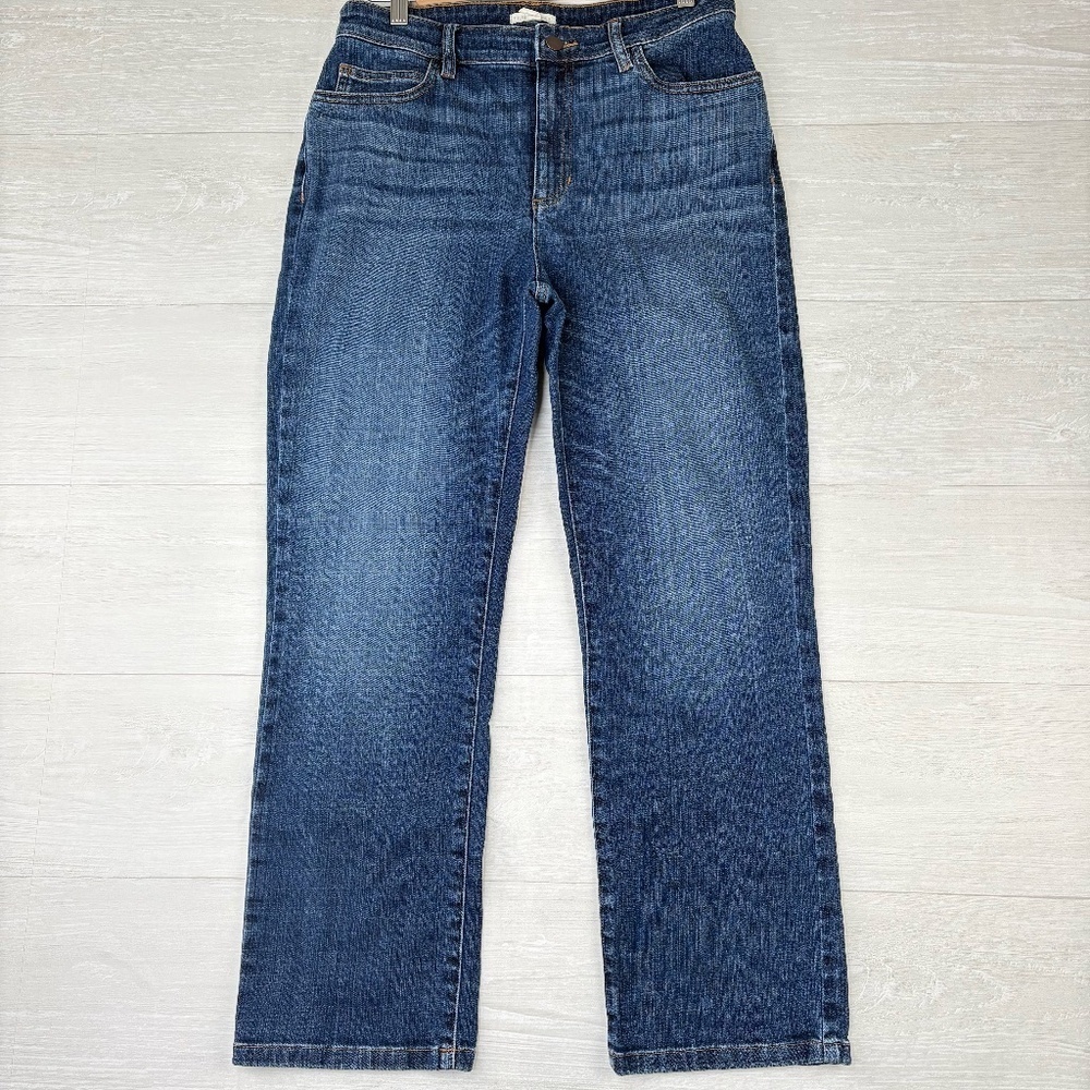 Eileen Fisher Women's Dark Denim Straight Leg Stretch Jeans Organic Cotton Sz 8
